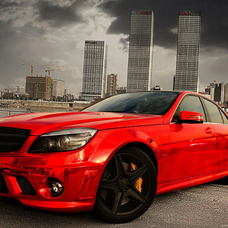 Ravoony Plus Super Gloss Chrome Red Vinyl Car Wrap
