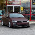 Ravoony Plus PET Liner Matte Carbon Fiber Forging Red Vinyl Car Wrap