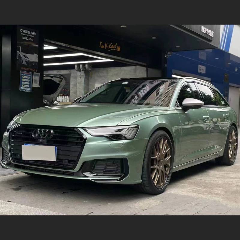Ravoony Plus Ferrari Gloss Verde Francesca Green Vinyl Car Wrap Audi A6 Wrap