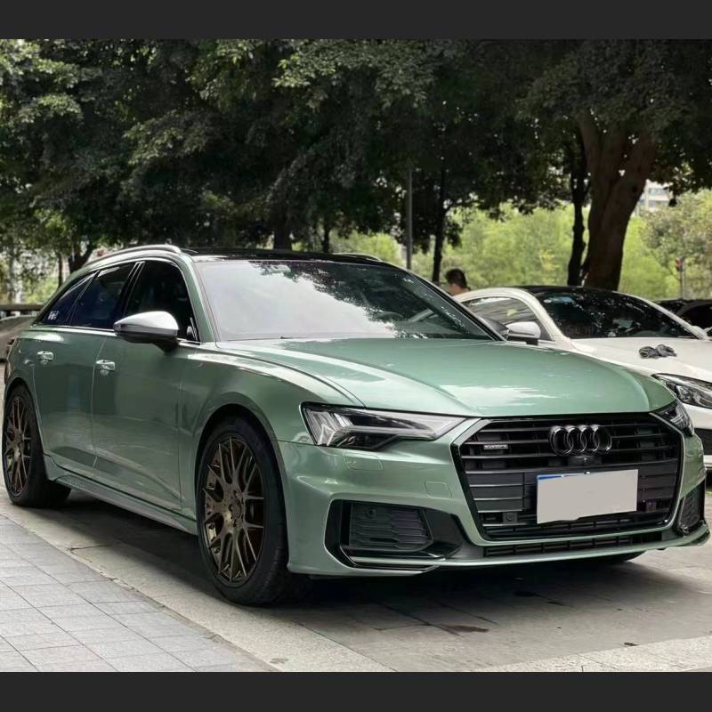 Ravoony Plus Ferrari Gloss Verde Francesca Green Vinyl Car Wrap Audi A6 Wrap