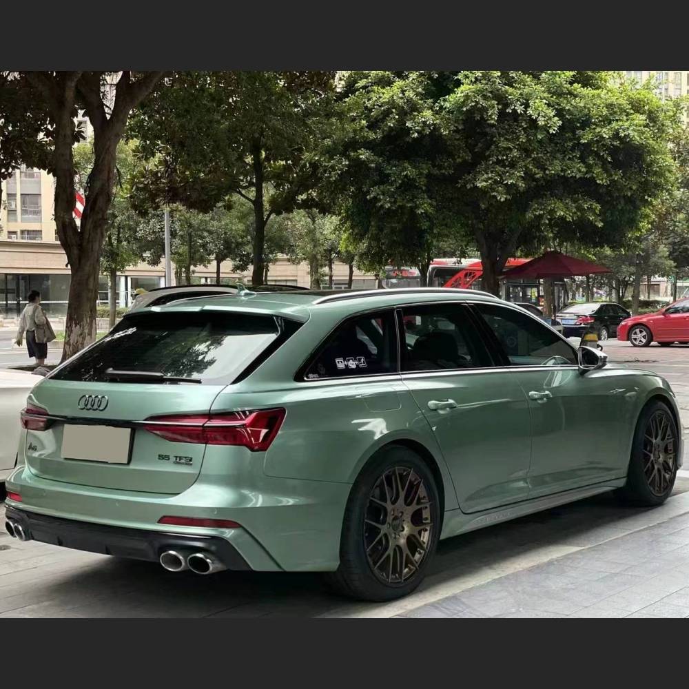 Ravoony Plus Ferrari Gloss Verde Francesca Green Vinyl Car Wrap Audi A6 Wrap