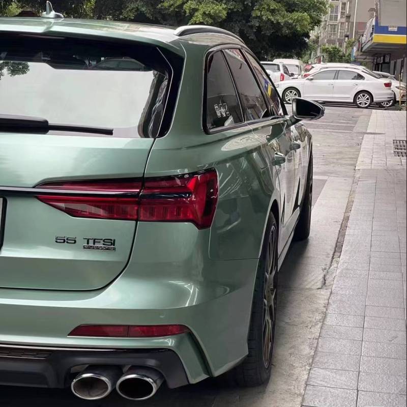 Ravoony Plus Ferrari Gloss Verde Francesca Green Vinyl Car Wrap Audi A6 Wrap