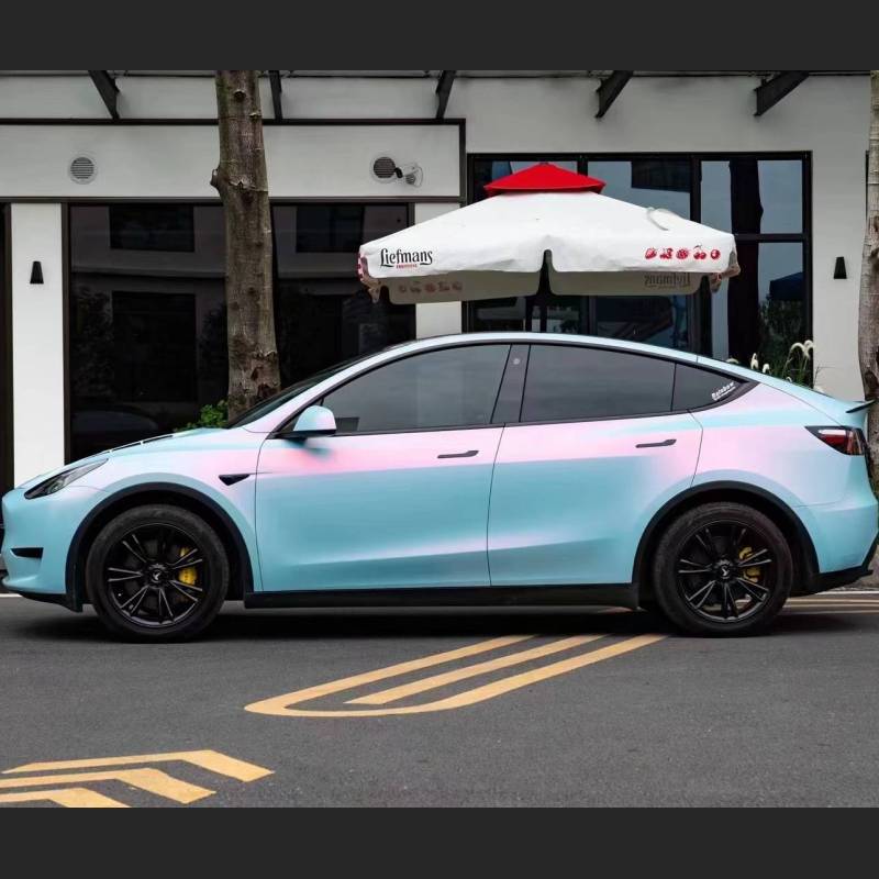 Ravoony Plus PET Matte Twin Pink Blue Car Vinyl Wrap