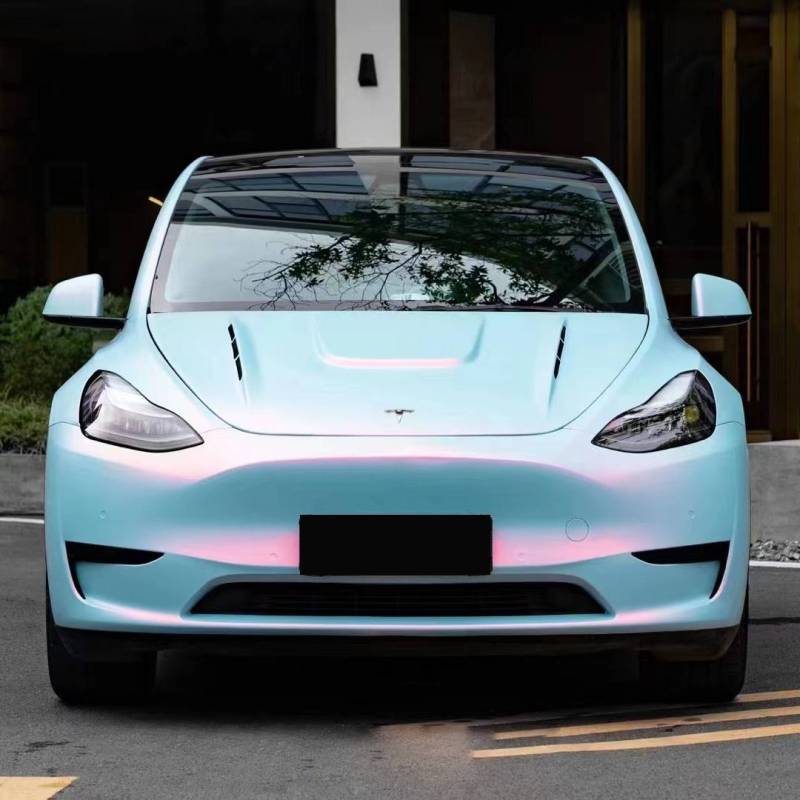 Ravoony Plus PET Matte Twin Pink Blue Car Vinyl Wrap