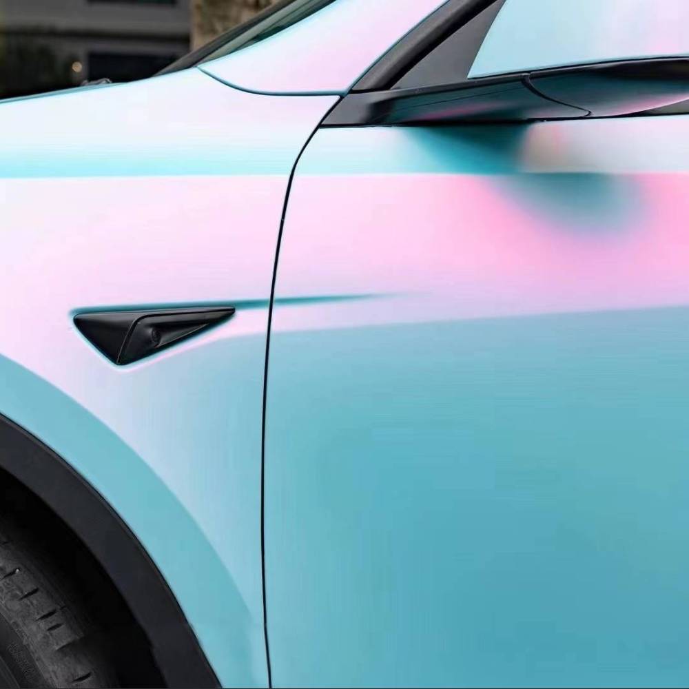 Ravoony Plus PET Matte Twin Pink Blue Car Vinyl Wrap
