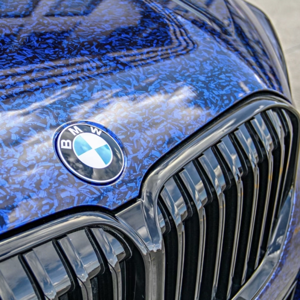 Ravoony Plus Glossy Carbon Fiber Forging Blue Vinyl Car Wrap