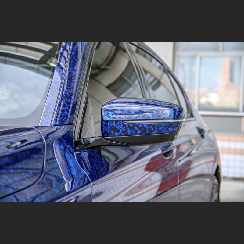 Ravoony Plus Glossy Carbon Fiber Forging Blue Vinyl Car Wrap