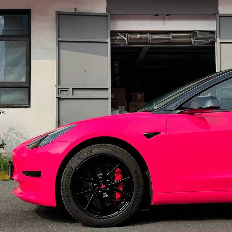 Ravoony Plus Glossy Fluorescent Pink Car Vinyl Wrap