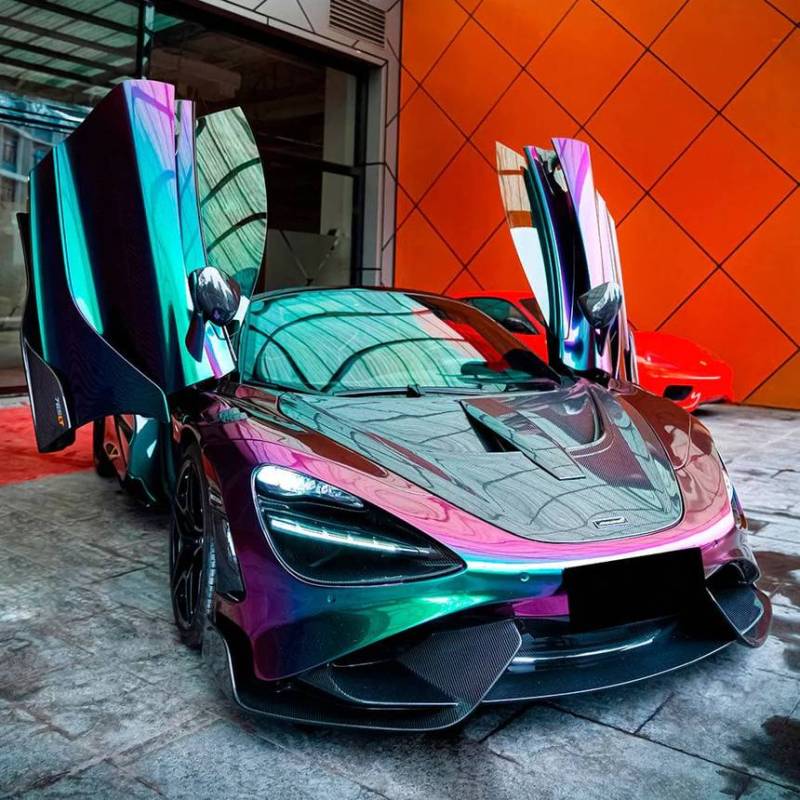 Ravoony Plus PET Glossy Metallic Green Galaxy Car Vinyl Wrap