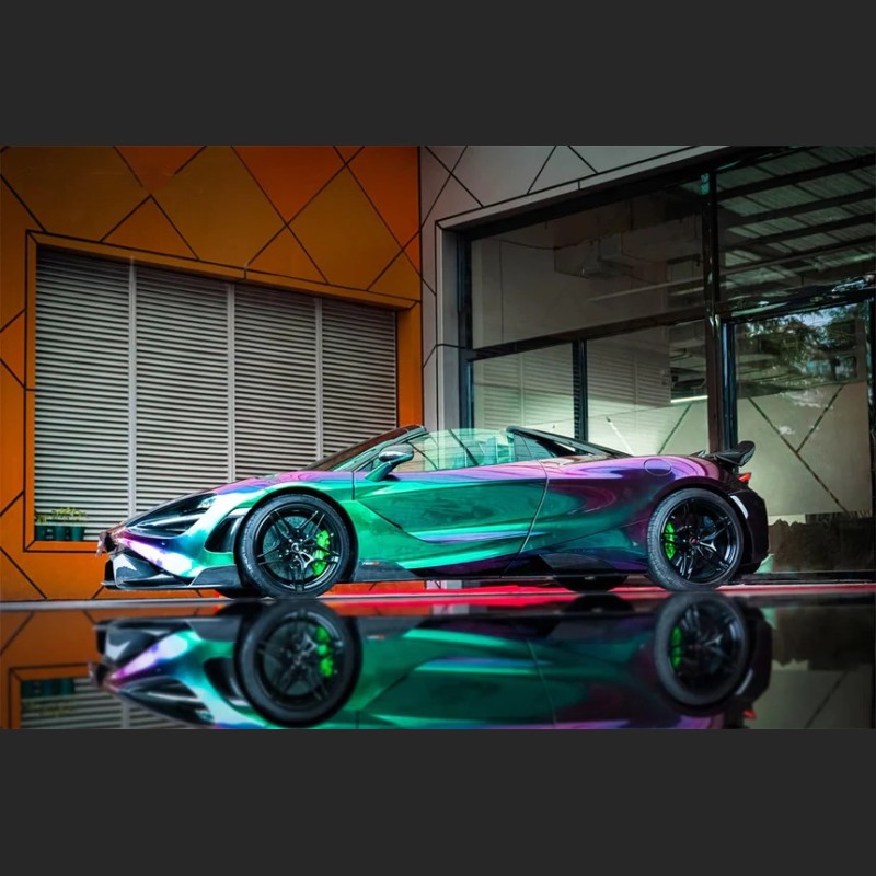 Ravoony Plus PET Glossy Metallic Green Galaxy Car Vinyl Wrap
