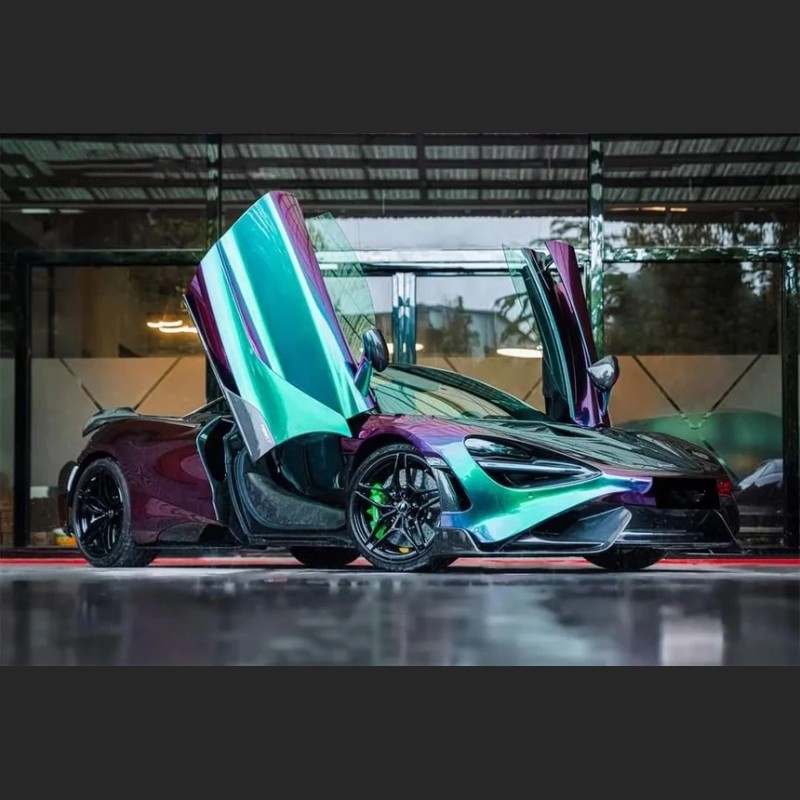 Ravoony Plus PET Glossy Metallic Green Galaxy Car Vinyl Wrap