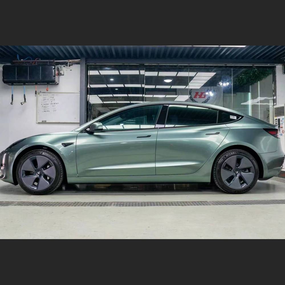 Ravoony Plus Glossy Metallic Paint Fir Green Car Vinyl Wrap
