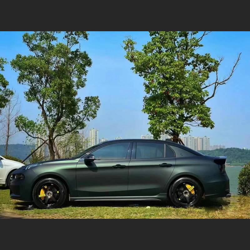 Ravoony Plus Matte Diamond Black Green Car Wrap