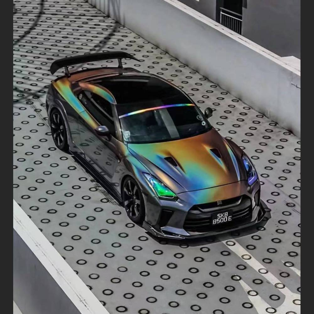 Ravoony Plus Glossy Rainbow Laser Grey Car Vinyl Wrap