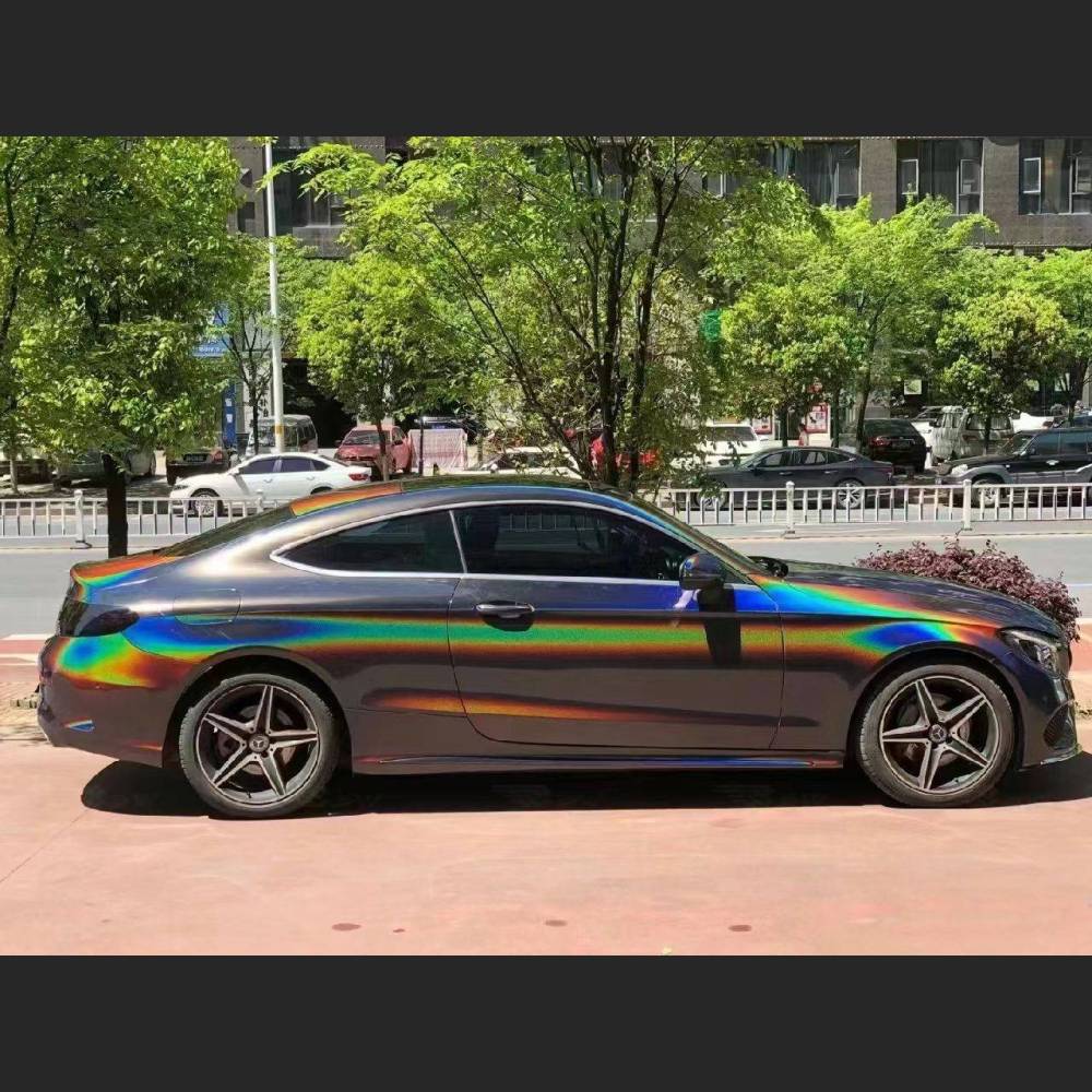 Ravoony Plus Glossy Rainbow Laser Grey Car Vinyl Wrap