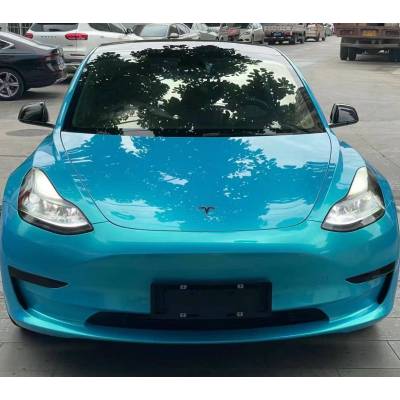 Ravoony Plus Glossy Gold Sky Blue Vinyl Car Wrap 02