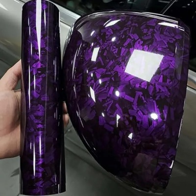 Ravoony Plus Glossy Carbon Fiber Forging Purple Car Wrap 02