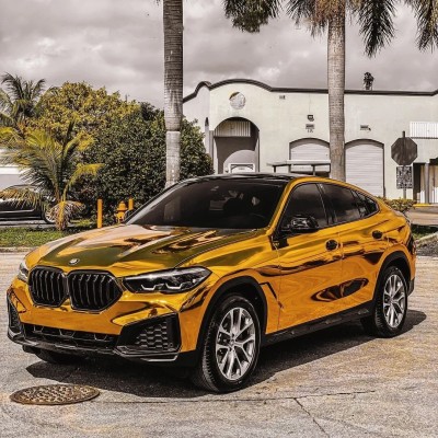 Ravoony Plus Yellow Gold Chrome Vinyl Car Wrap 01
