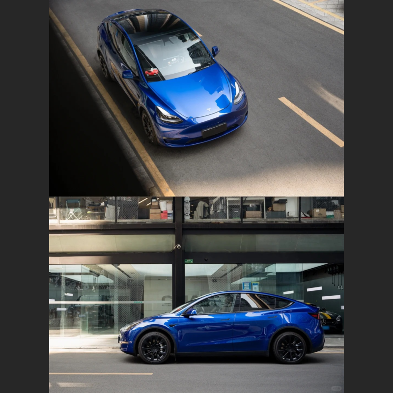 Ravoony Plus Tesla Gloss Deep Blue Vinyl Car Wrap