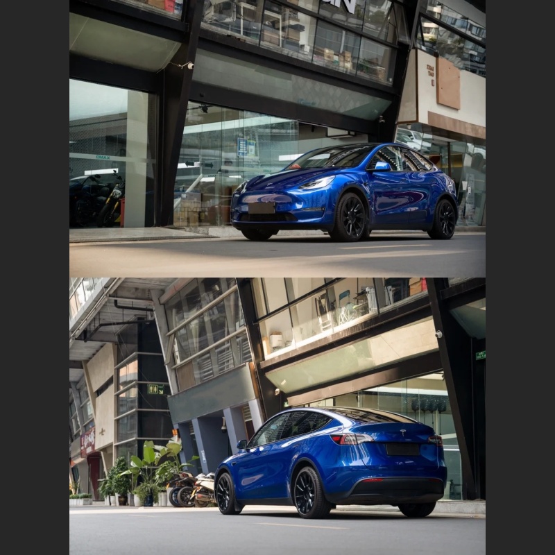 Ravoony Plus Tesla Gloss Deep Blue Vinyl Car Wrap
