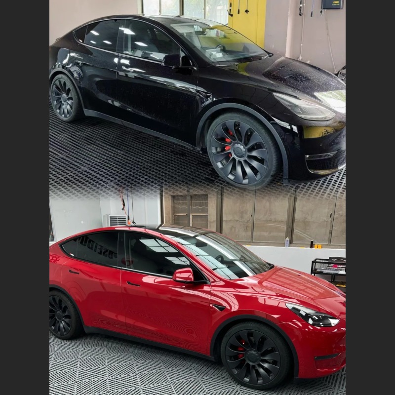 Ravoony Plus Glossy Crystal Carmine Red Vinyl Car Wrap