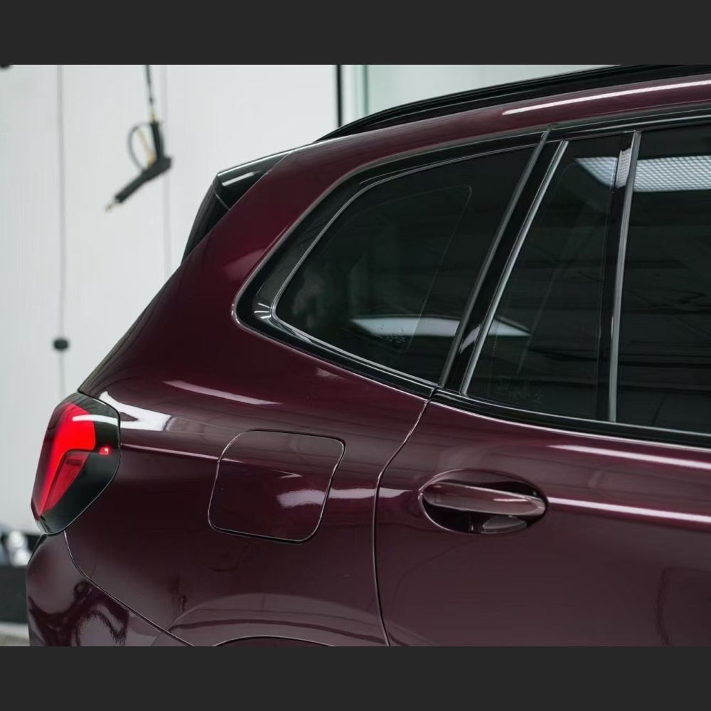 Ravoony Plus PET Gloss Glaze Black Red Vinyl Wrap