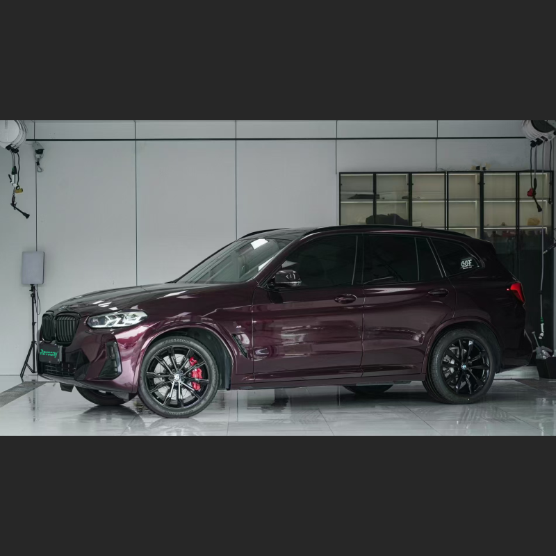 Ravoony Plus PET Gloss Glaze Black Red Vinyl Wrap