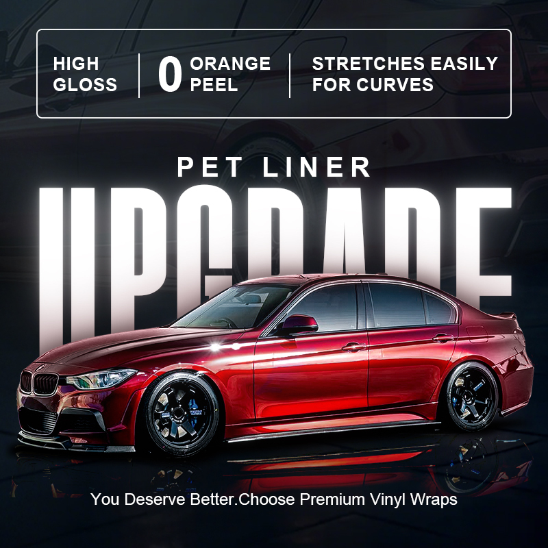 Ravoony Plus PET Gloss Glaze Pagoda Red Car Vinyl Wrap
