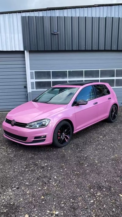 Ravoony Plus Glossy Laser Pink Car Vinyl Wrap review Marbella Castillo