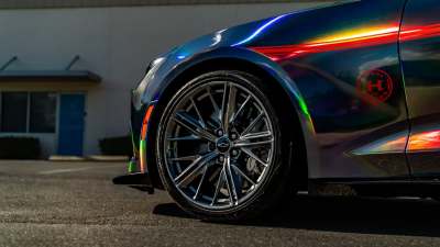 Ravoony Plus Gloss Holographic Rainbow Chrome Laser Black Car Vinyl Wrap review Wraptors Orlando 02